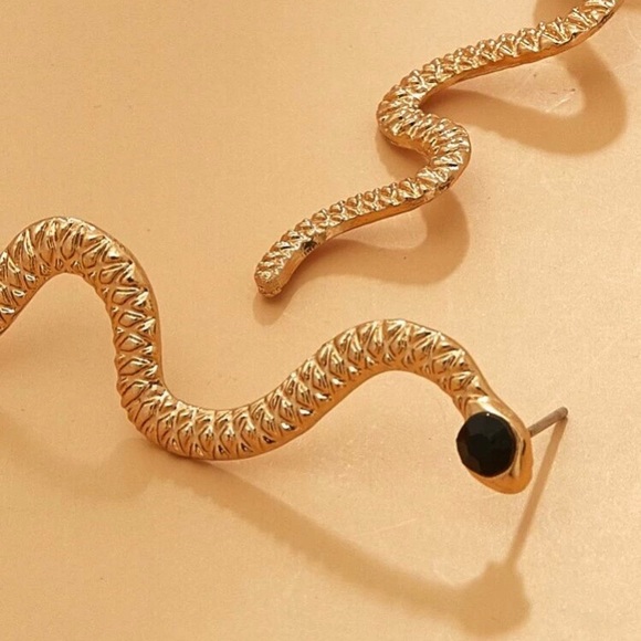 3/$33 Gold Snake Serpent Post Earrings - Picture 3 of 10